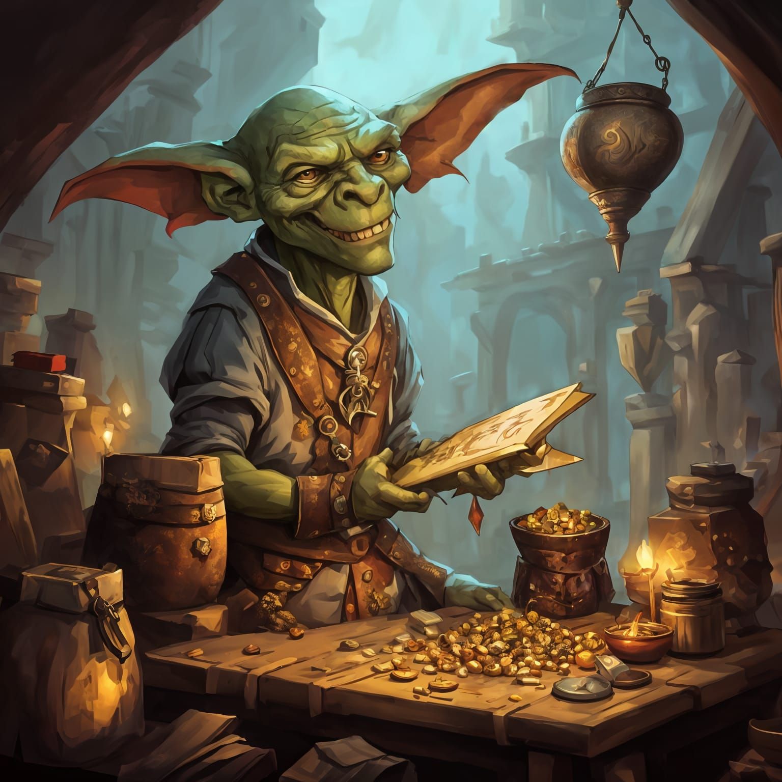 Funny Fantasy Scene: MTG Artwork Style