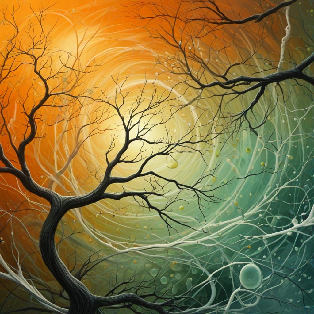 Surrealist Branches Weaving in Wind Oil Painting