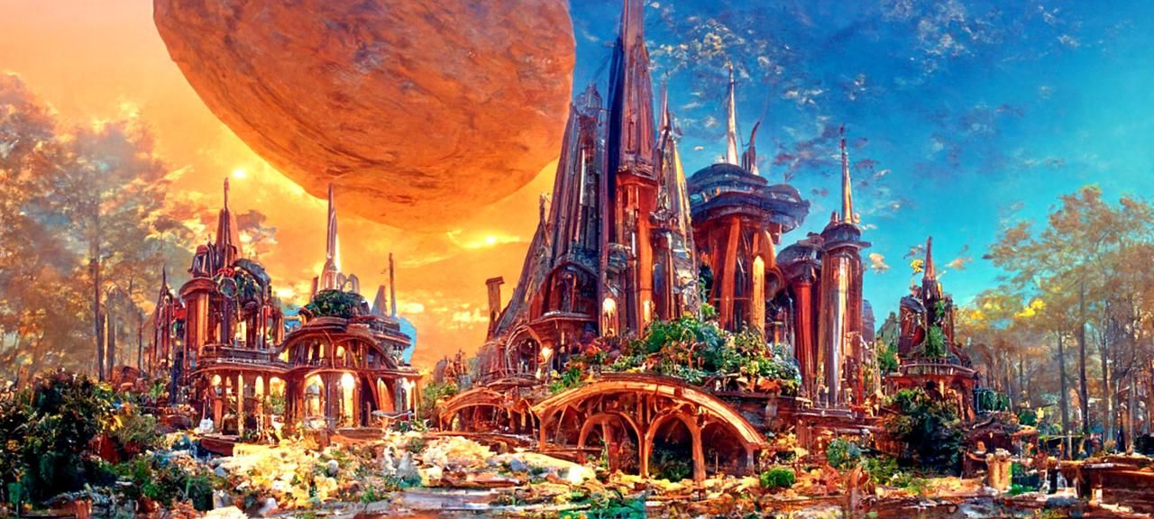 Utopian Solarpunk City with Glass Architecture