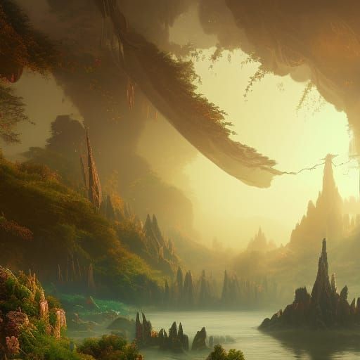 Fantastical Landscape with Intricate Detail