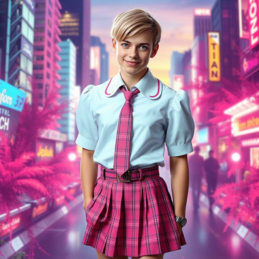 Futuristic Schoolgirl Rebellion in Neon City