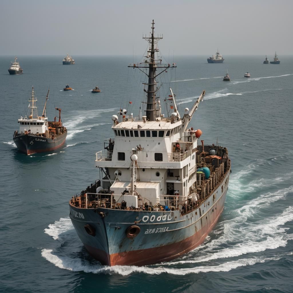 Giant Fishing Ship on High Seas