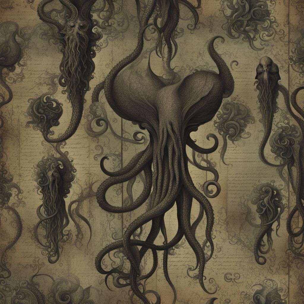 Retro Cthulhu Junk Journal Texture Background