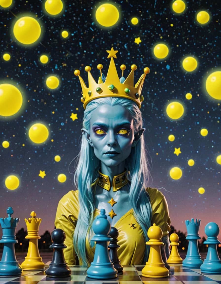 Chessboard Under Alien Queen's Gaze