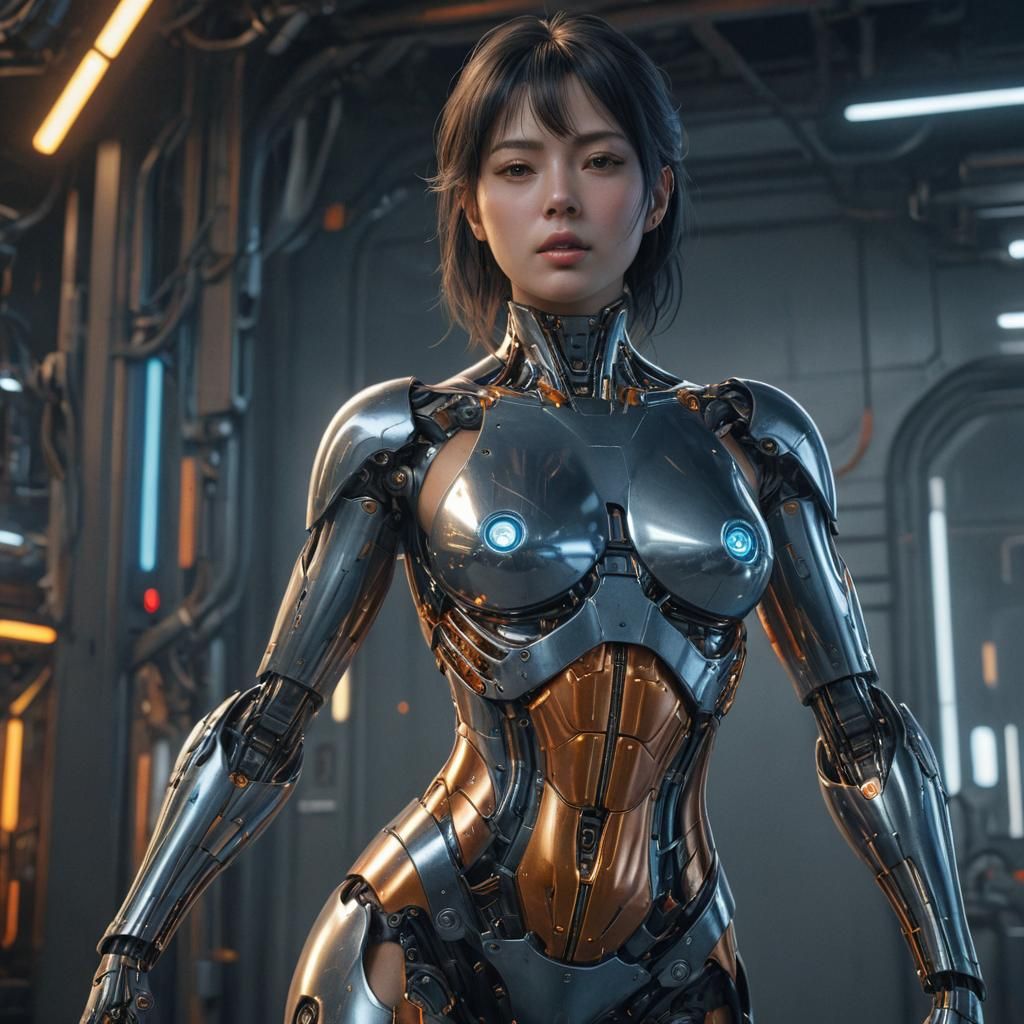 Robot Girl in Hajime Sorayama Style