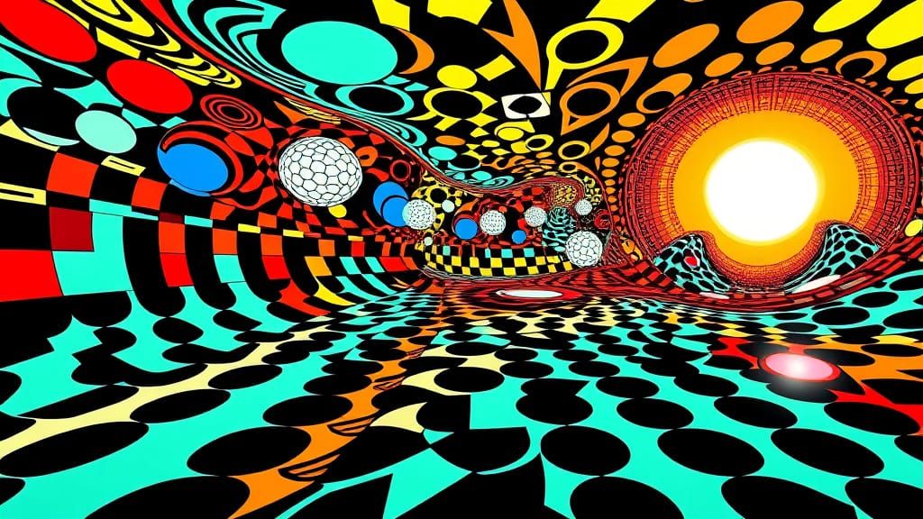 Vasarely-Inspired Geometric Masterpiece in Op Art Style