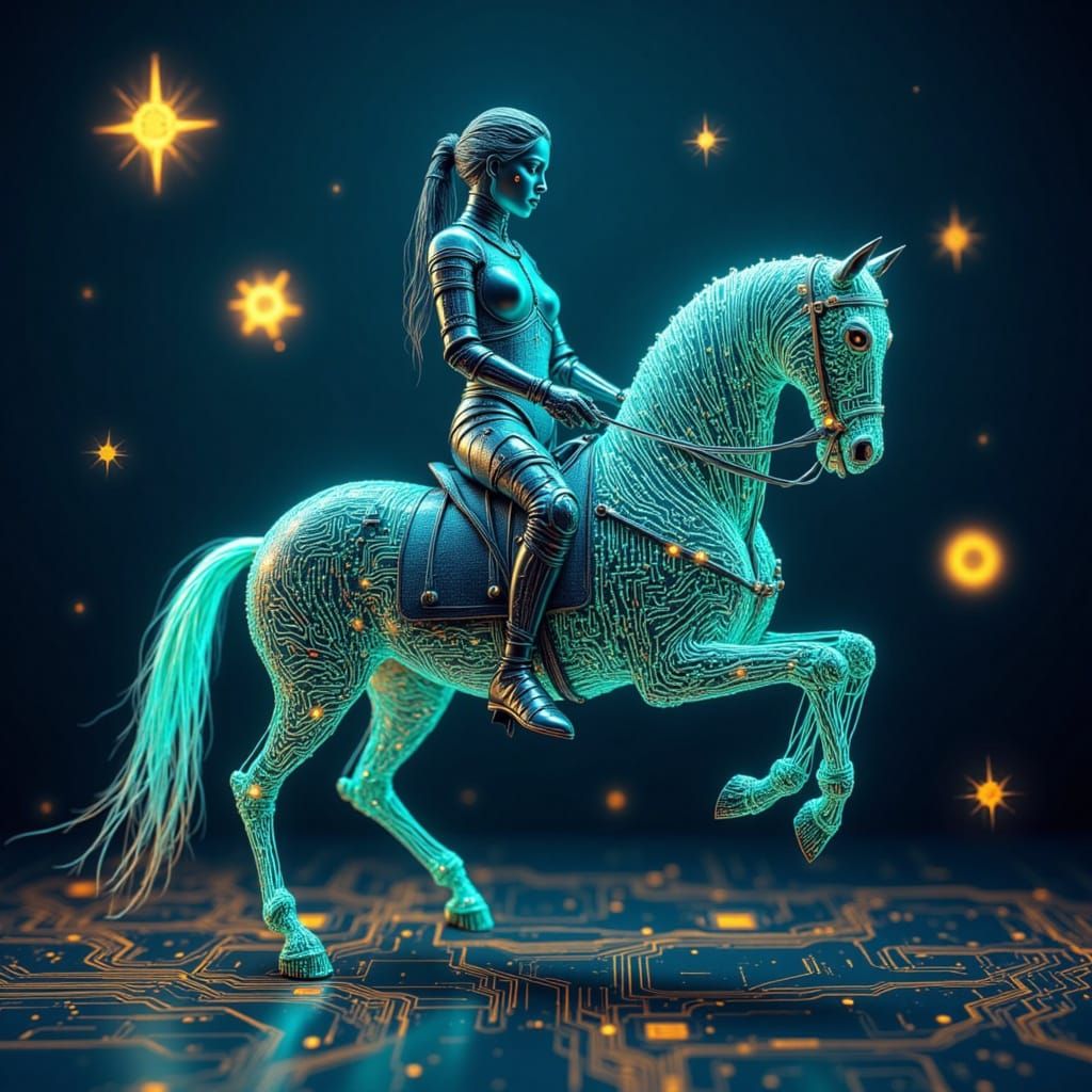 Cyber Rider of the Neon Circuitry