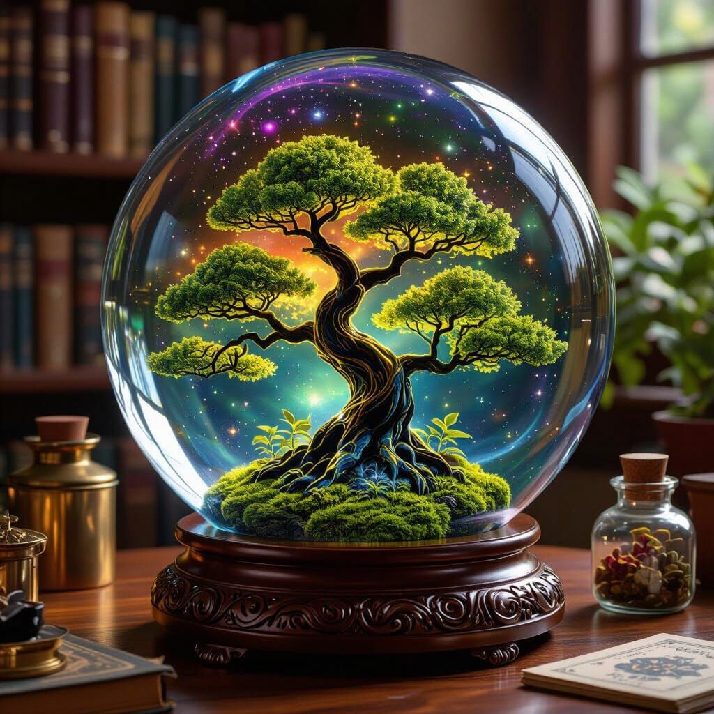 Blown Glass Nebula Globe in Magician's Lair