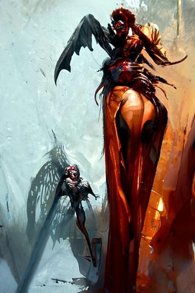Sinister Woman: Half Angel, Half Demon Fantasy Art