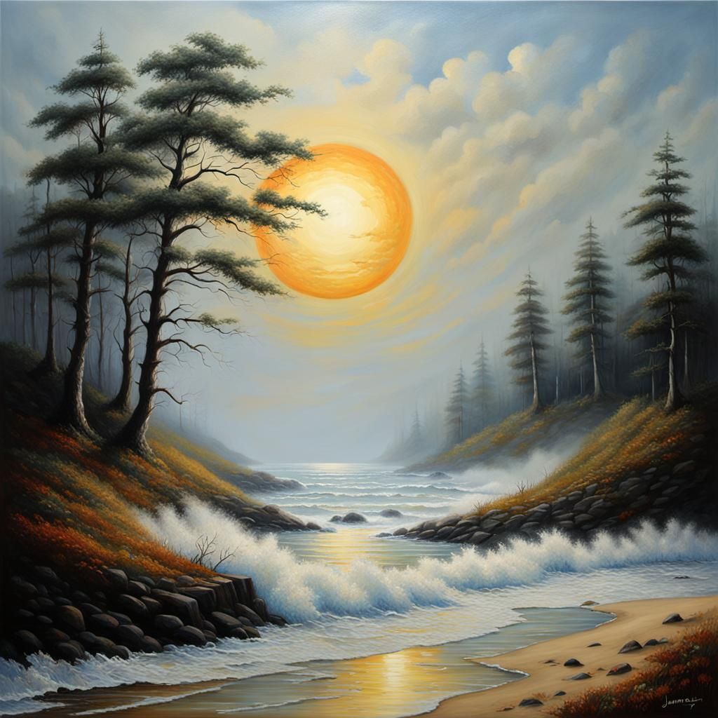 Surreal Sun Gaze: Oil Painting of Desire