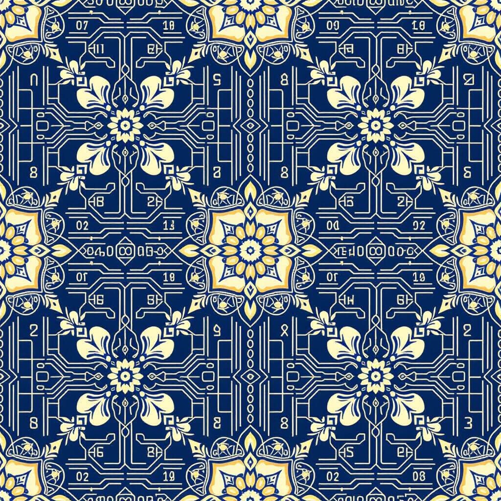 Mexican Patterns Meet Code in Silver and Gray