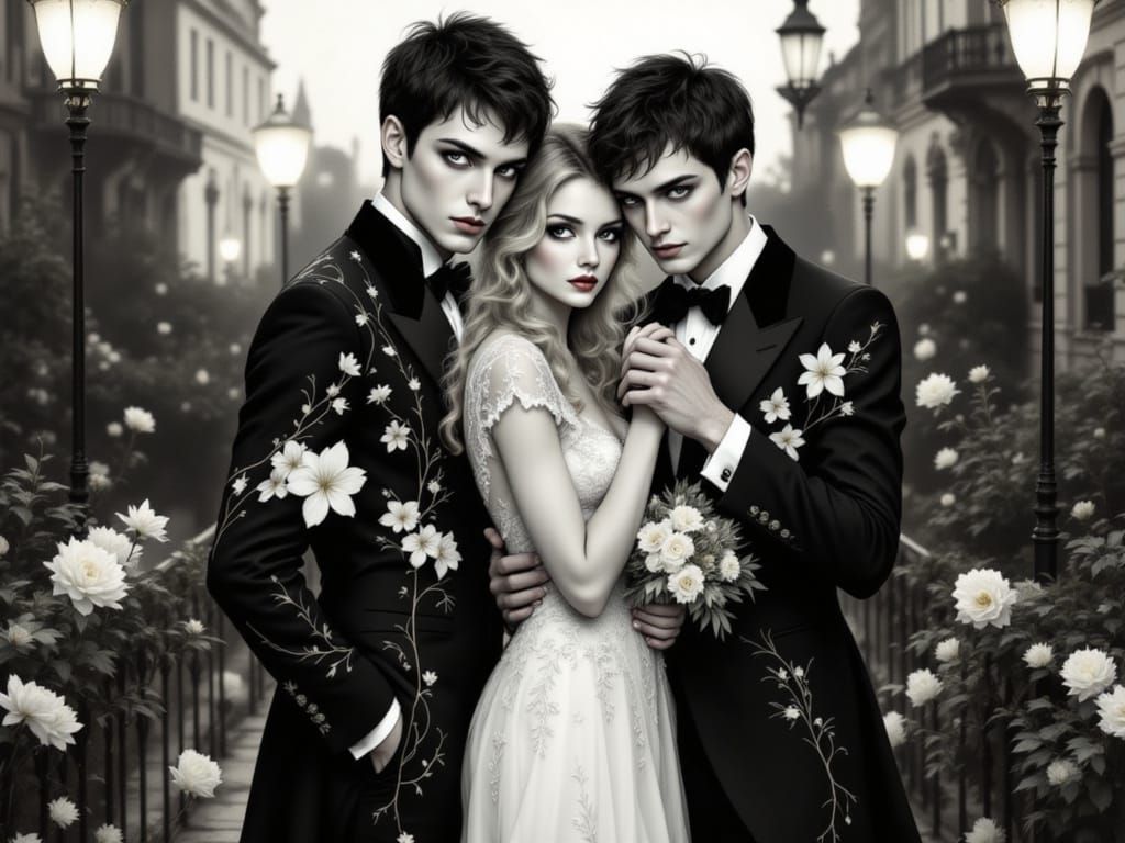 Surreal Pin-Up Goddess Dances Under Midnight Bloom