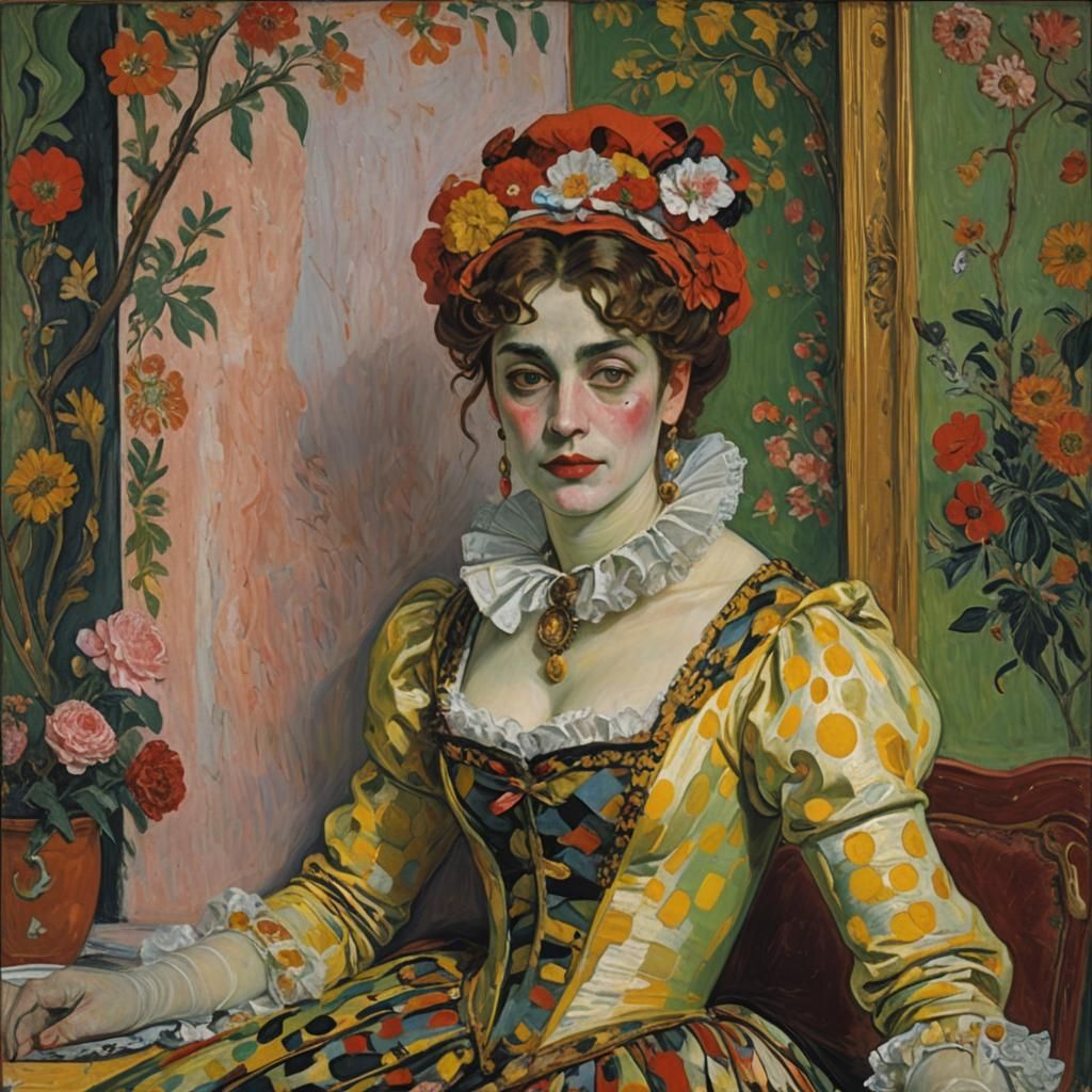 Dreamy Goddess as Demented Harlequin, Sensual Art