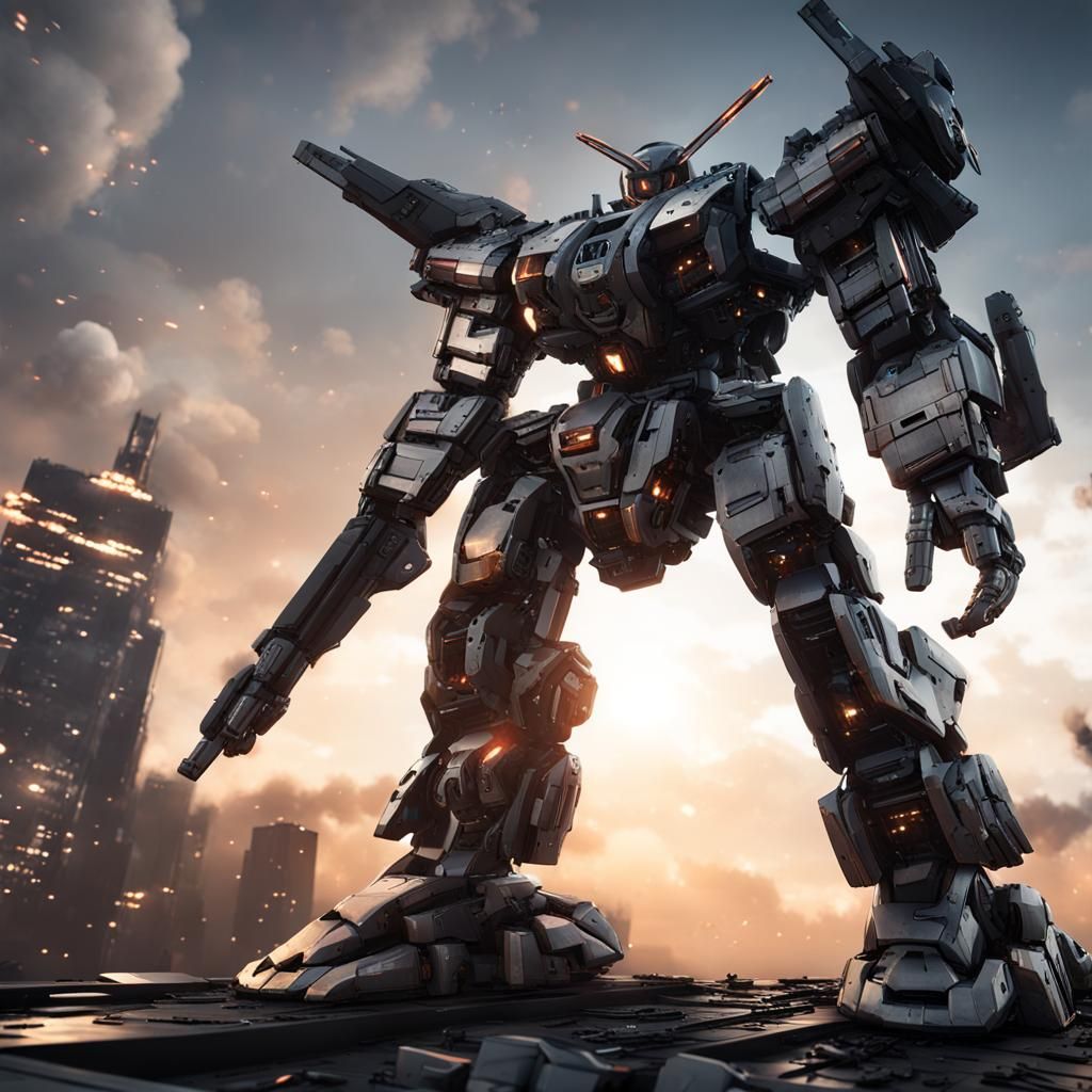 Armored Core 6 Mech Sky View: Cinematic Sci-Fi Render