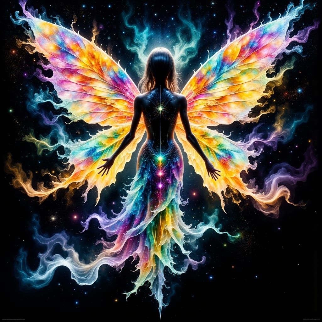 Dreamy Fairy in Vibrant Prism of Colors, Abstract Reality Ar...