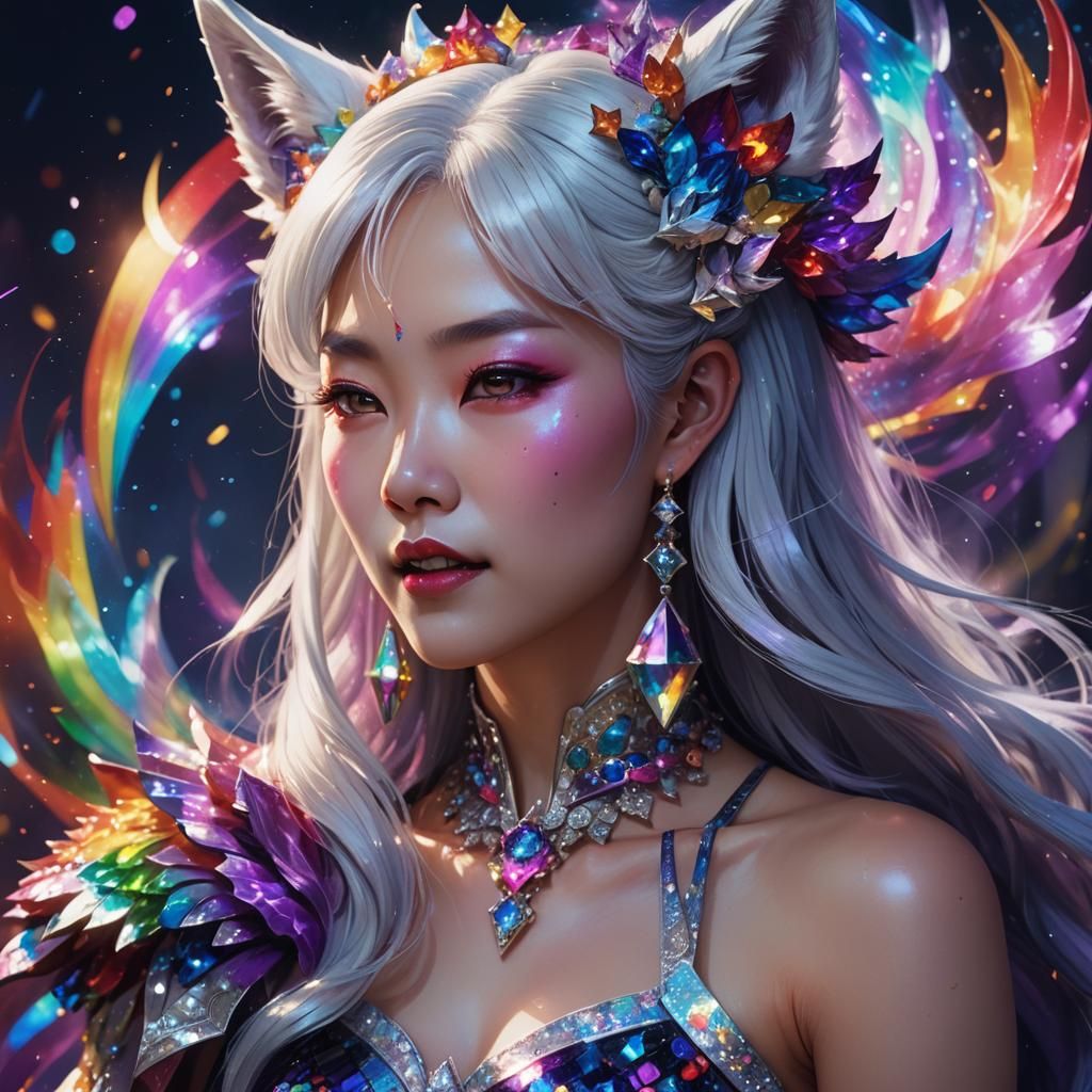Korean Vampire Queen in Rainbow Crystal Dress