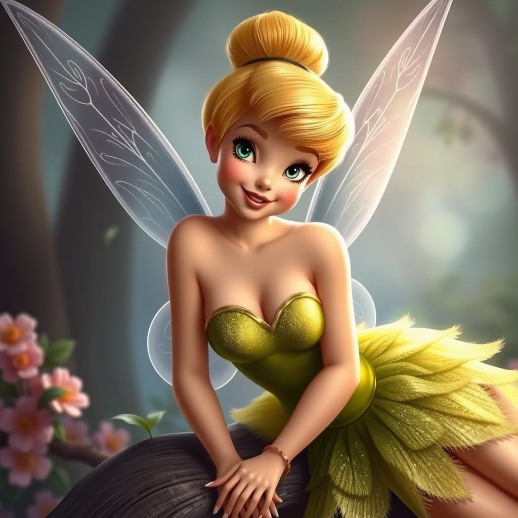 Hyperrealistic Pin-Up of a Disney Princess Tinkerbell