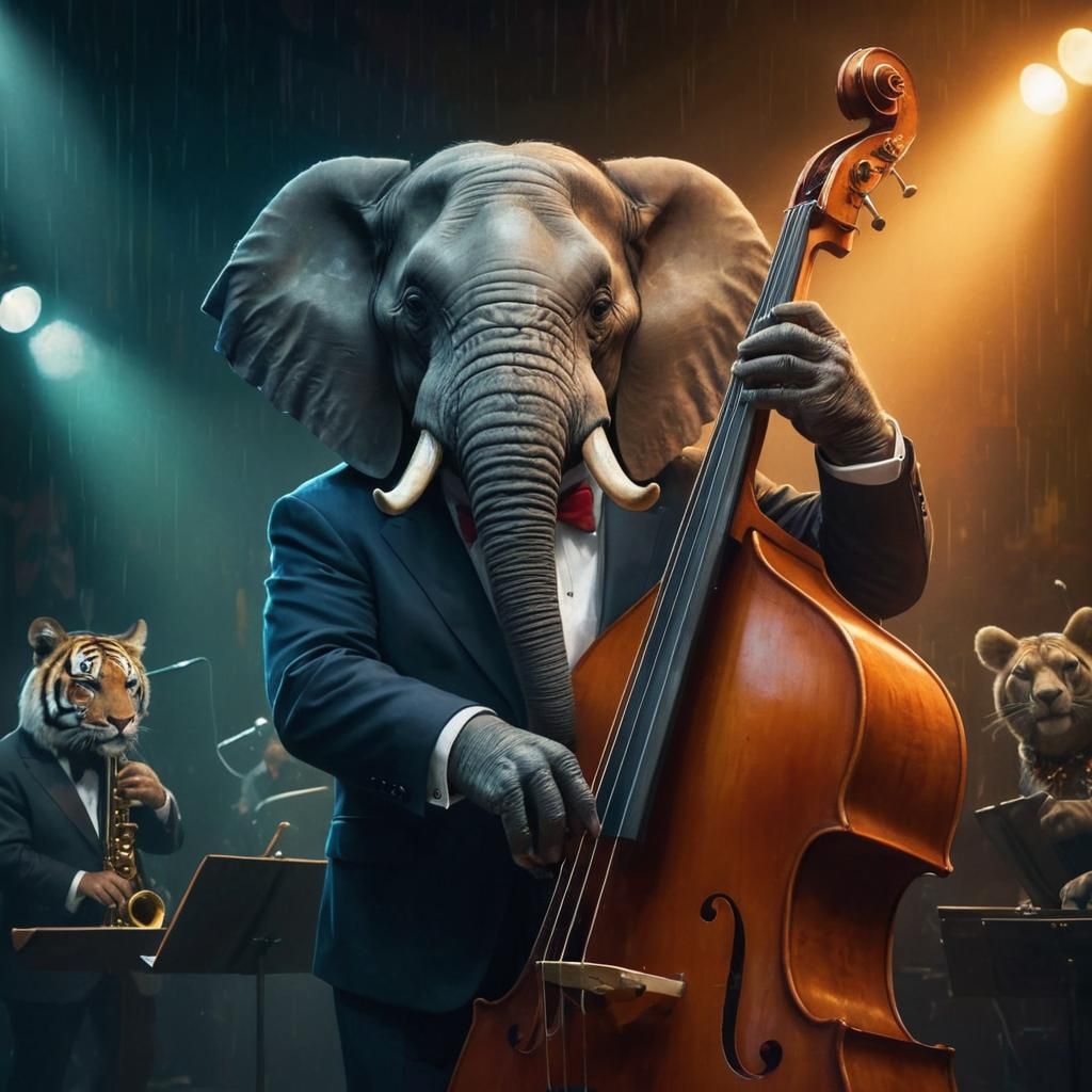 Hyper-Realistic Animal Jazz Band Concert Portrait