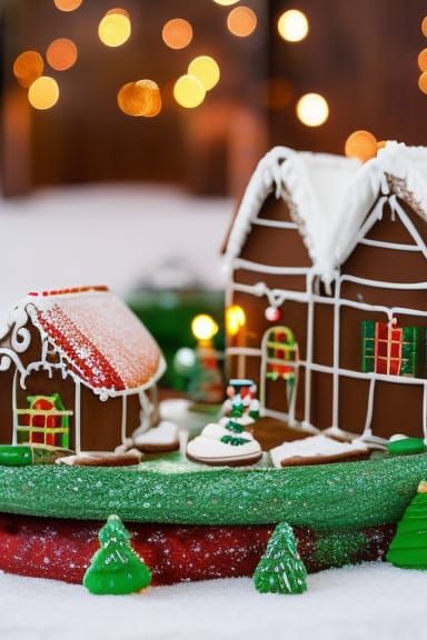 Steampunk Gingerbread House with Goblins, Digital Art