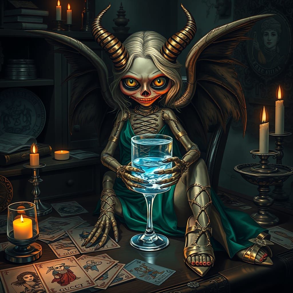 Mystical Voodoo Doll with Vodka, in Biomechanical Art