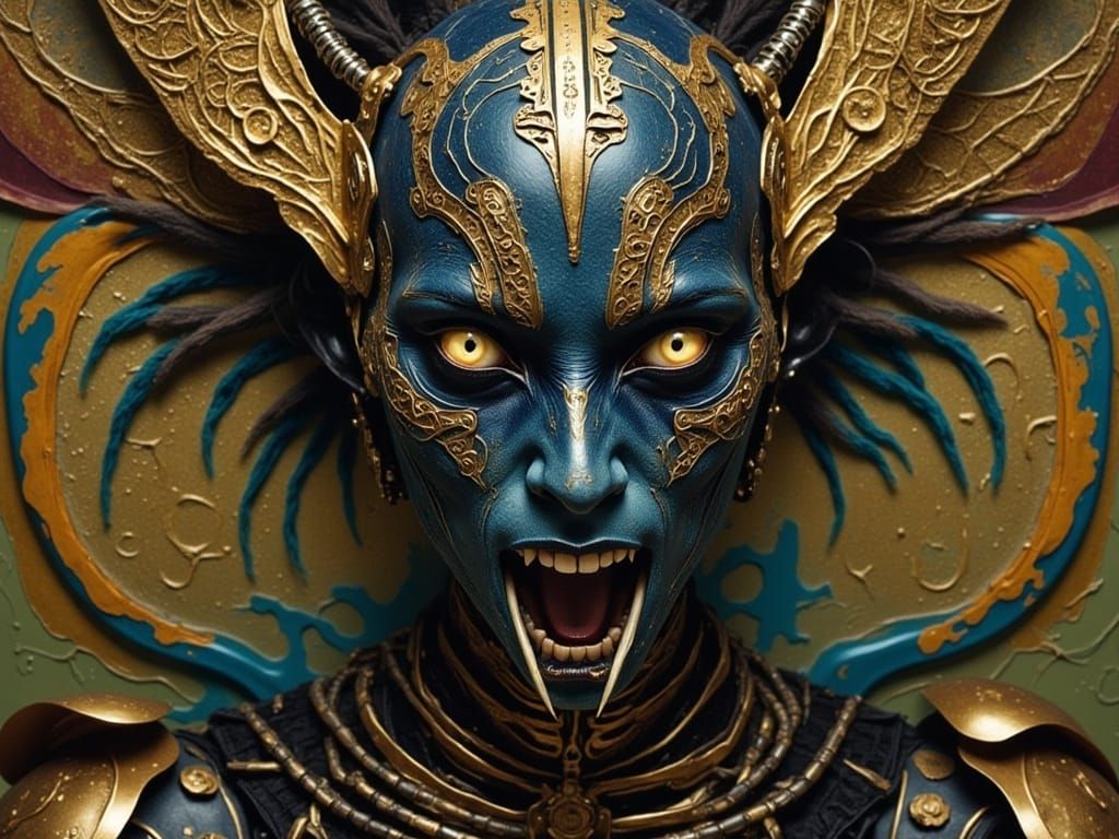 Menacing Alien Warrior in Art Nouveau Style