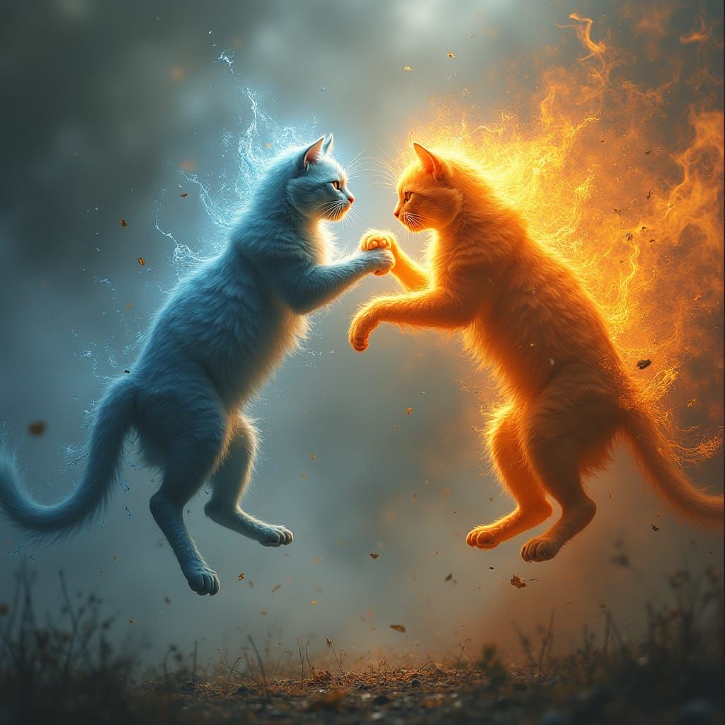 Epic Battle: Water Cat vs Fire Cat