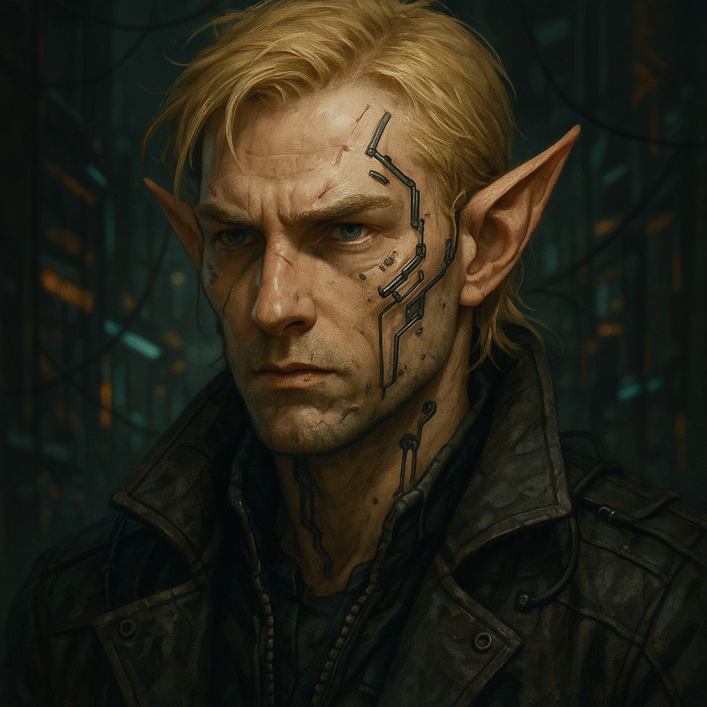 Cyberpunk Elf Portrait in Shadowrun Style