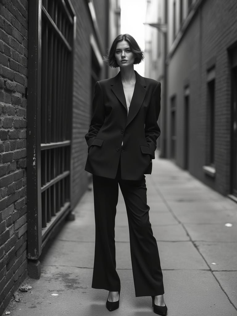 Confident Woman in Timeless Black and White Portrait