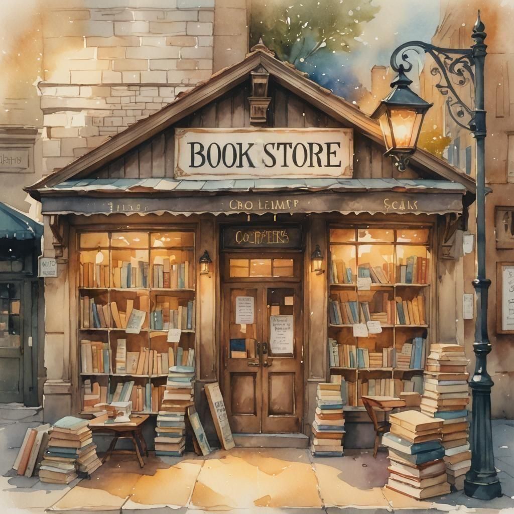 Whimsical Bookstore at Golden Hour