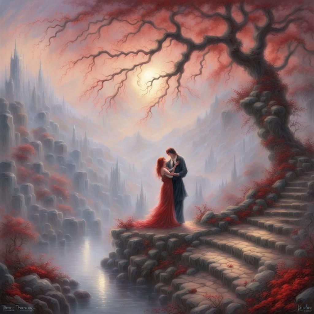 Ethereal Demonic Lovers in a Bloody Mist