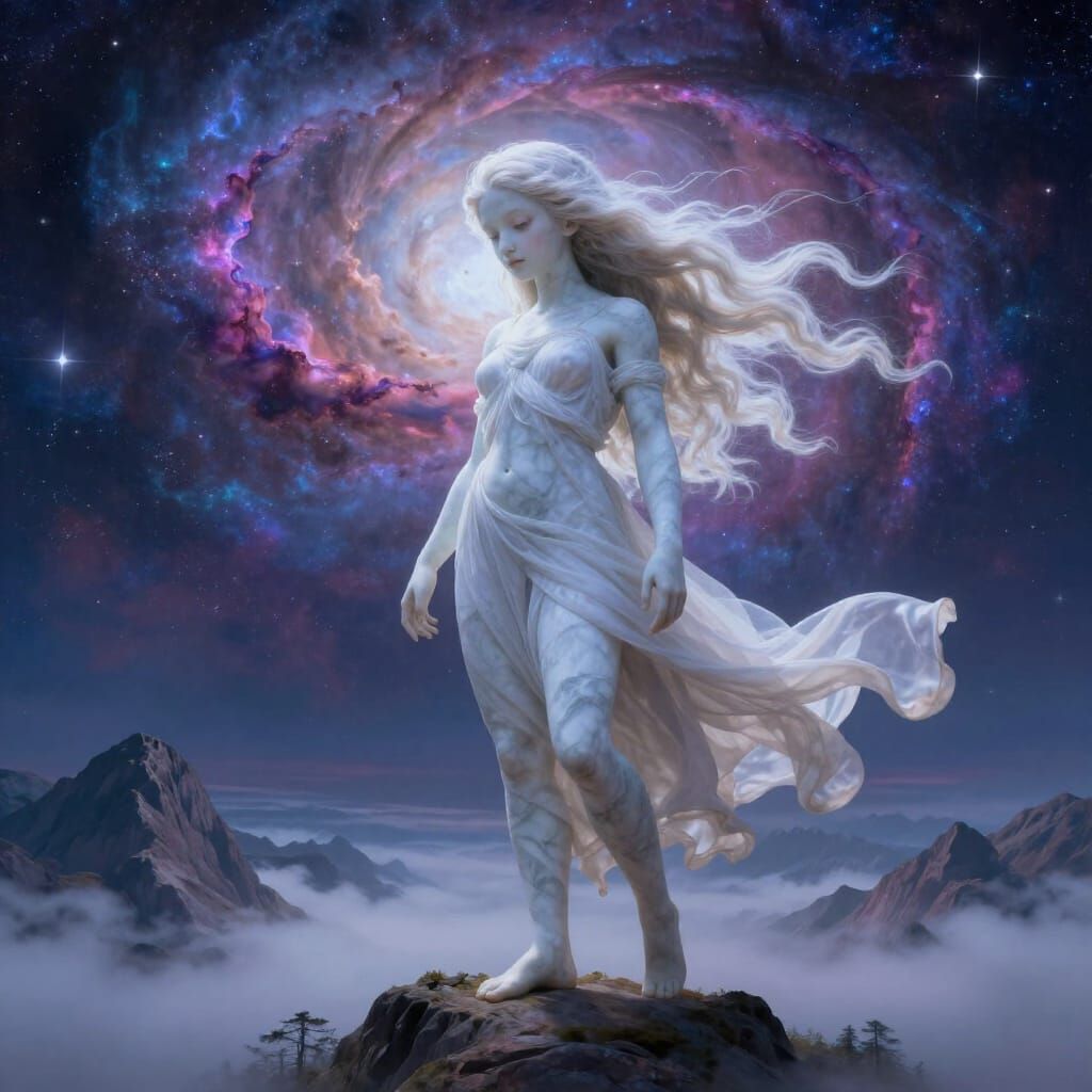 Ethereal Giantess in Cosmic Nebula