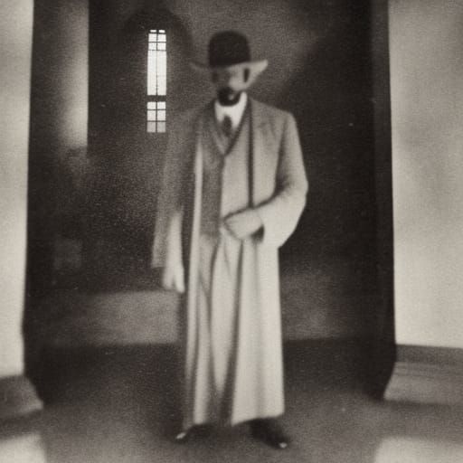 Eerie Ghostly Figure in Old Church, Vintage Horror