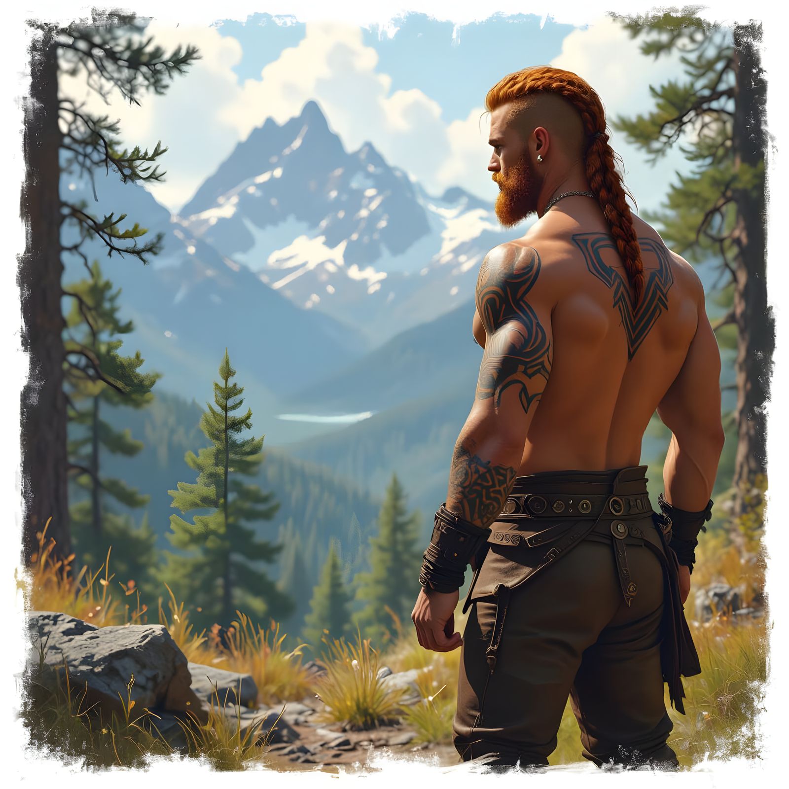Nordic Forest: Muscular Man in Hyperrealistic Style