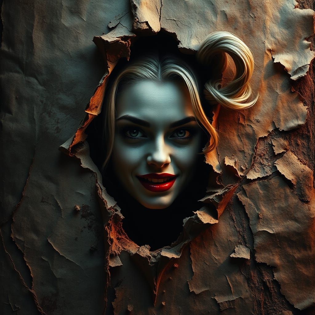 Harley Quinn Emerges from Ancient Tome: Digital Art