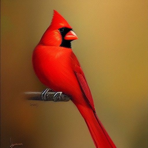 Cardinal Birds and China Roses Oil Painting