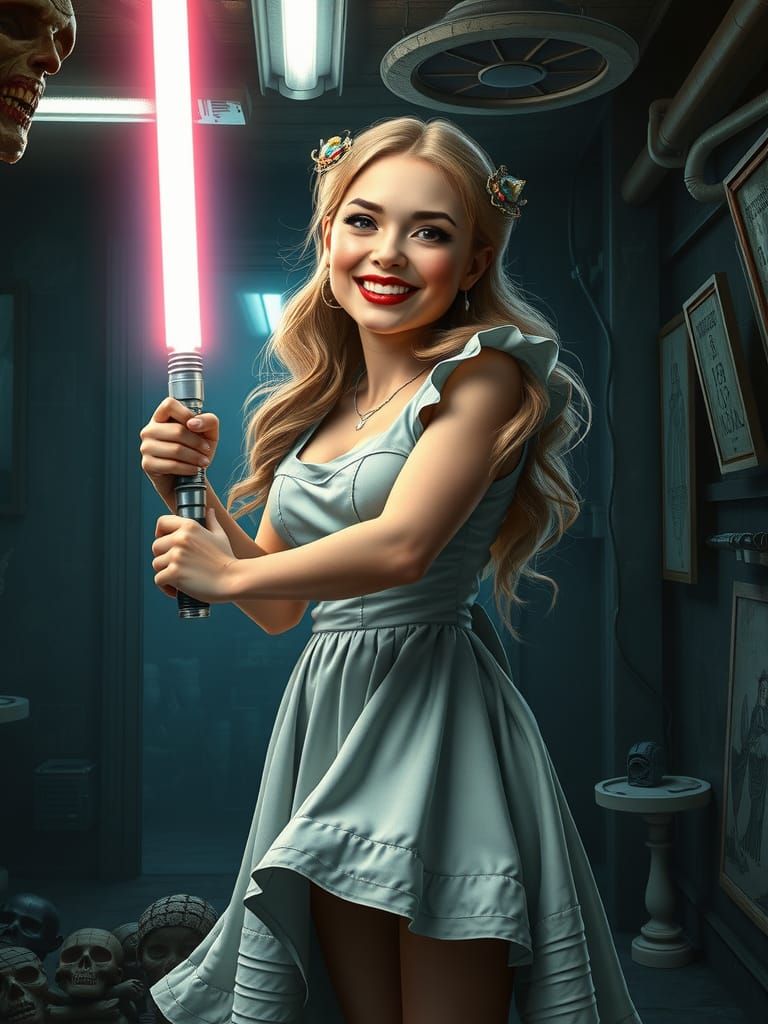 Alice in Wonderland Jedi Lightsaber Attack