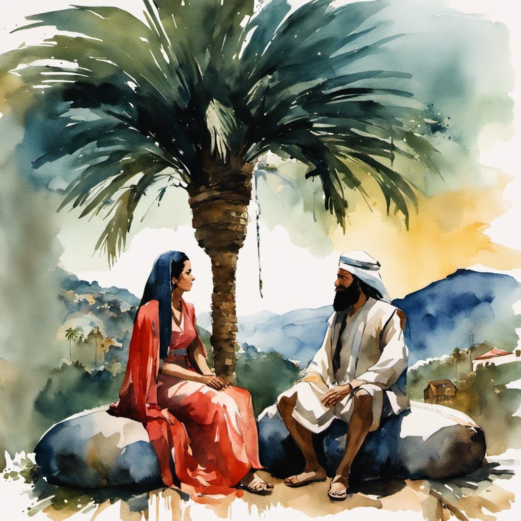 Deborah and Barak: Bible Illustration in Watercolor