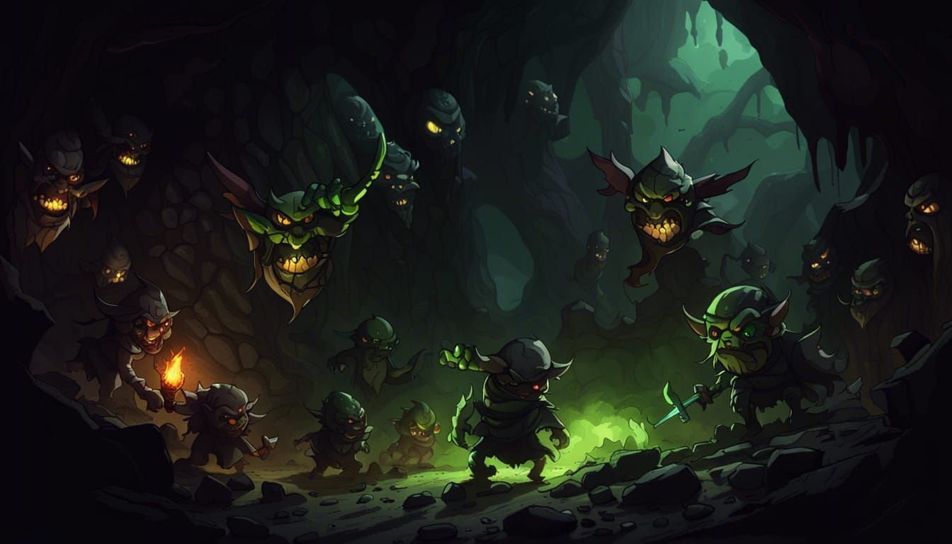 Dark Goblin Cave: Subterranean Fantasy Scene