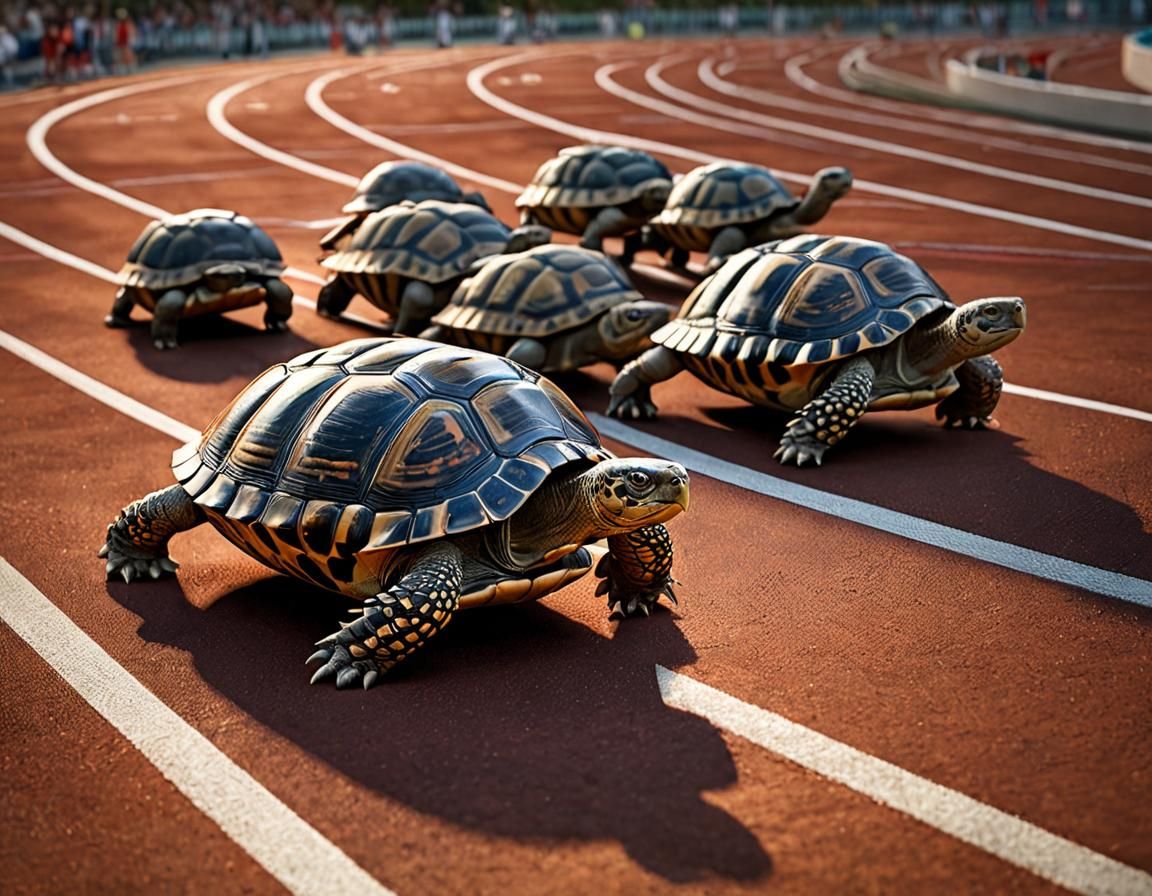 Tortoises Compete in Eight-Lane Olympic Race