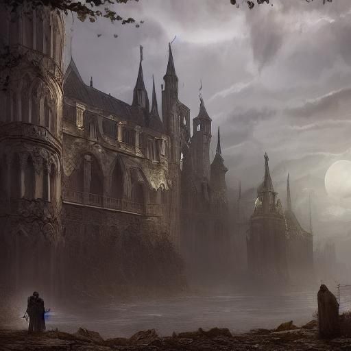 Evil Priest in Gothic Castle: Digital Art
