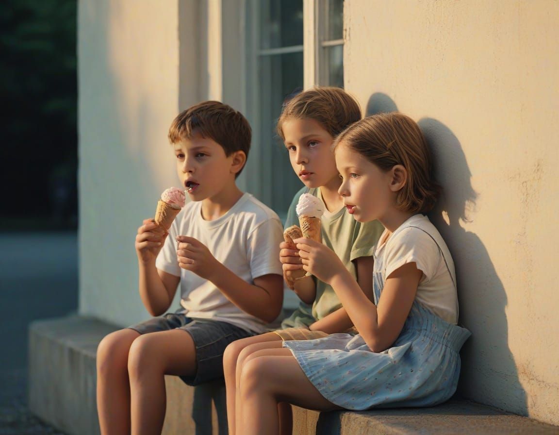 Warm Summer Nights: Children's Joyful Moment in Soft Focus