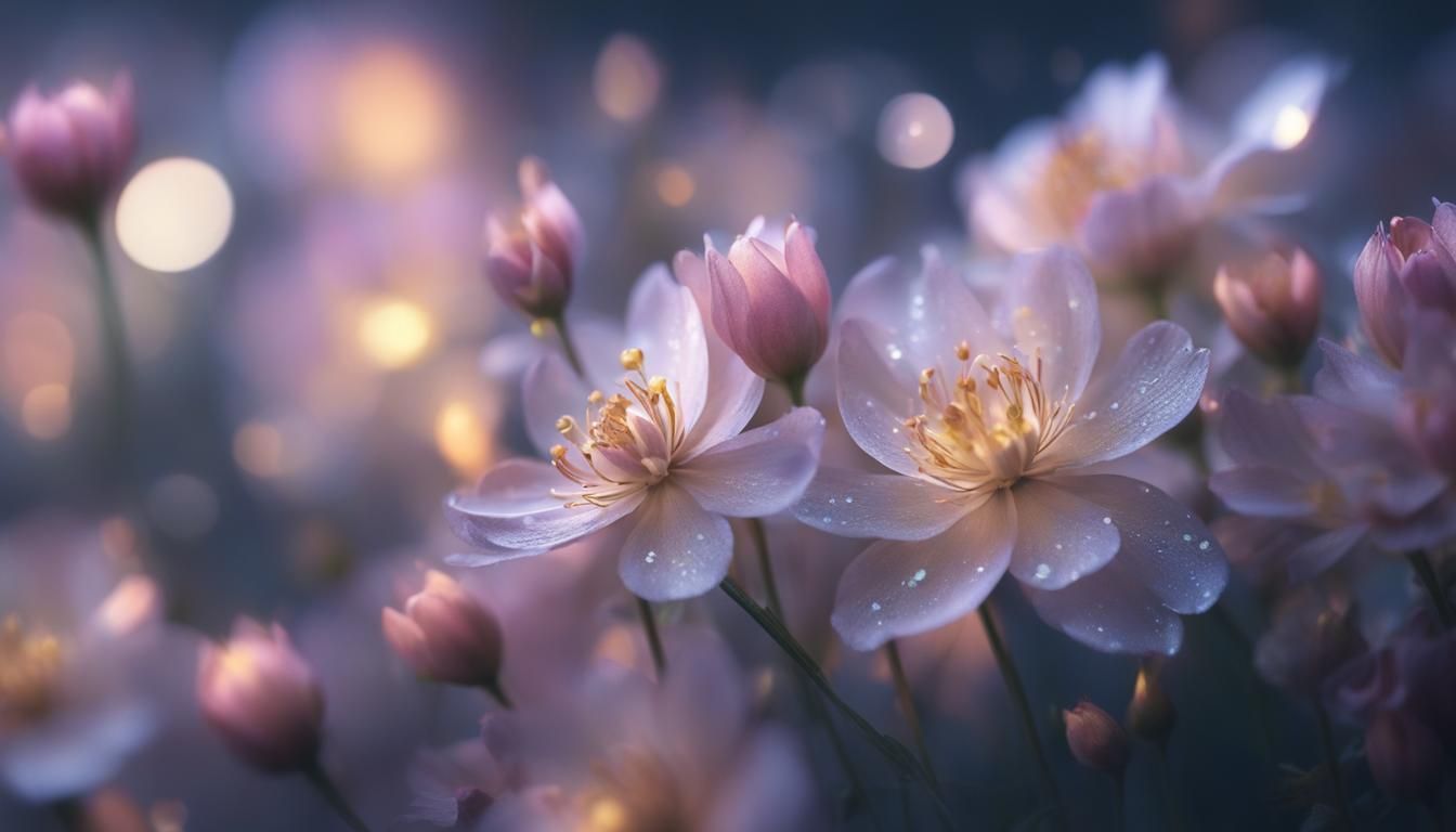 Night Flowers Blooming in Moonlight