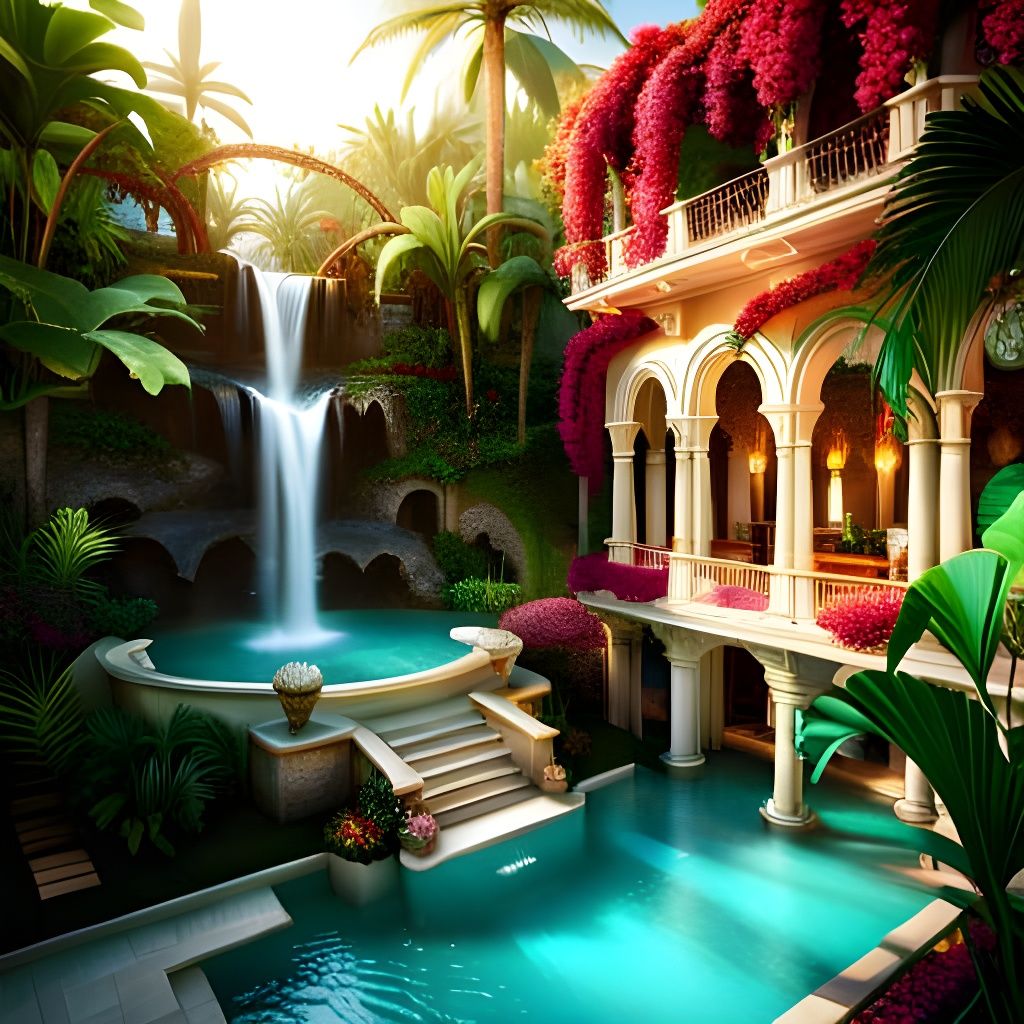 Elegant Multi-Story Pool in Rococo Style