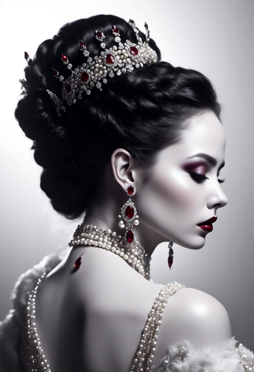 Woman in Rubies and Pearls: Digital Portrait