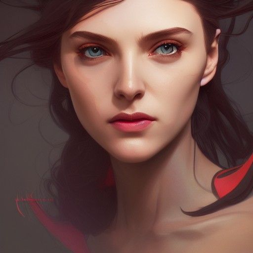 Wanda Maximoff Portrait in Art Nouveau Style