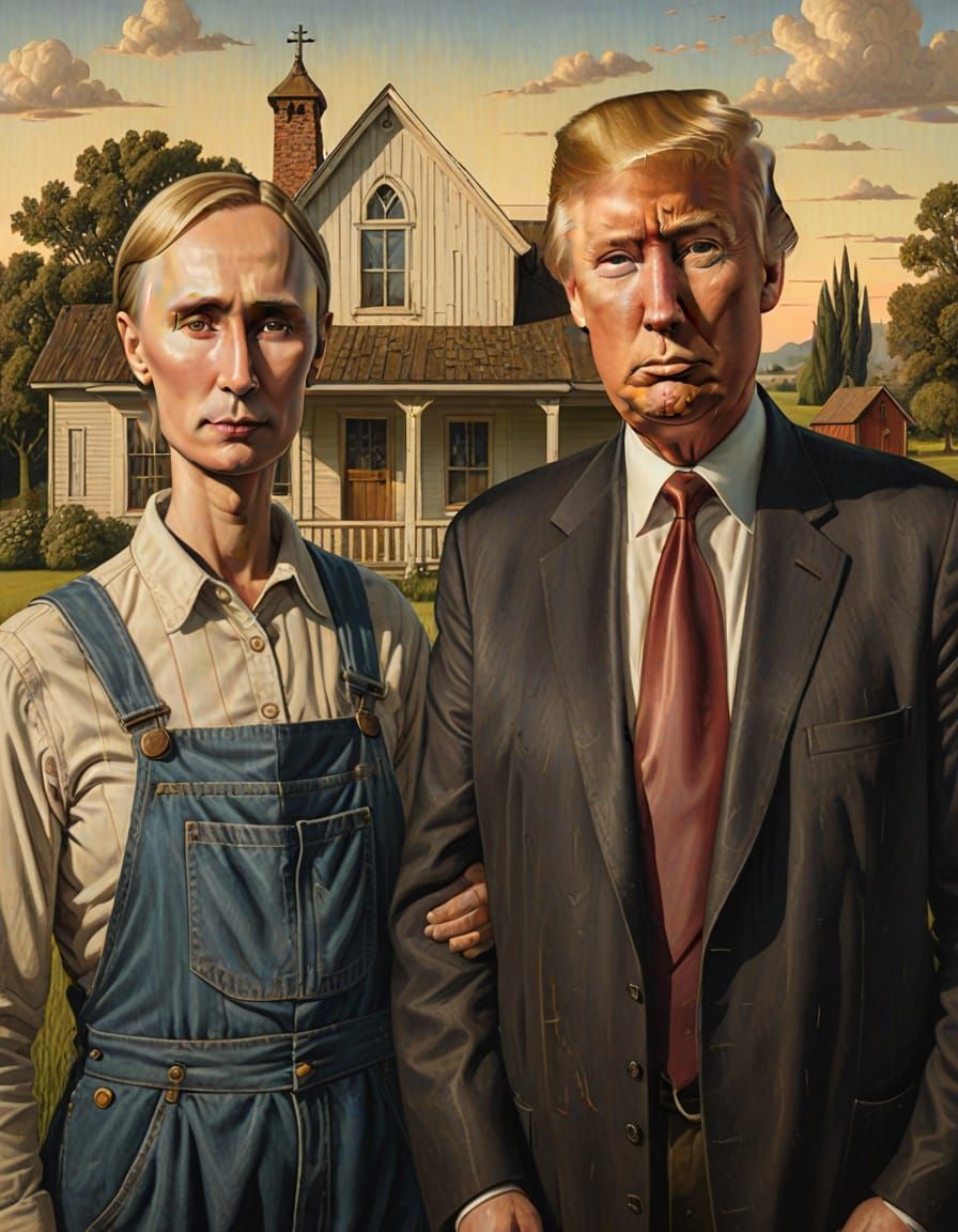 Putin and Trump Reimagined as American Gothic