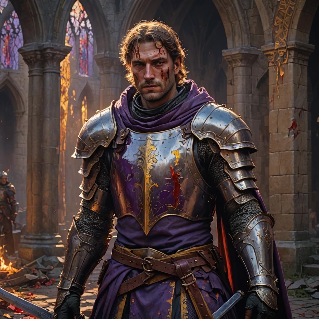 Medieval Knight Portrait after Battle