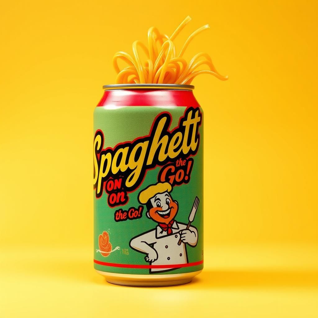 Retro Spaghetti Can Design in Pop Art Style