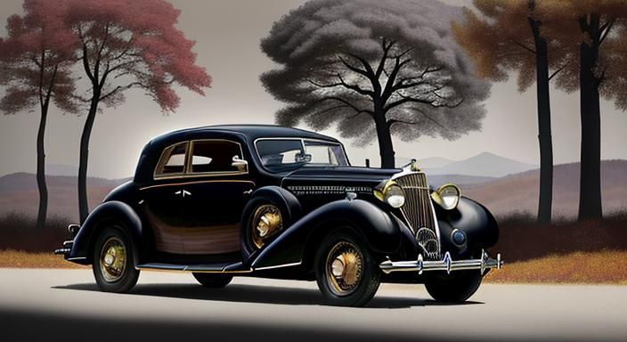 Vintage Cars Chase Through Autumn Forest