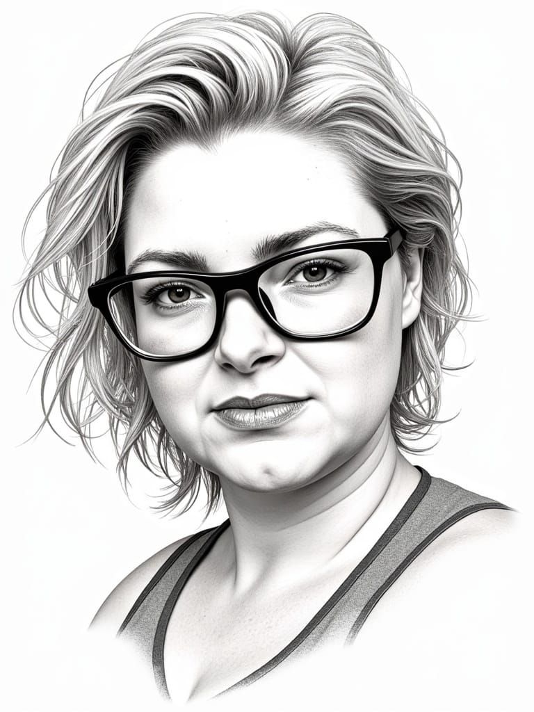 Stylized Chubby Queen Portrait in Whimsical Urban Sketch